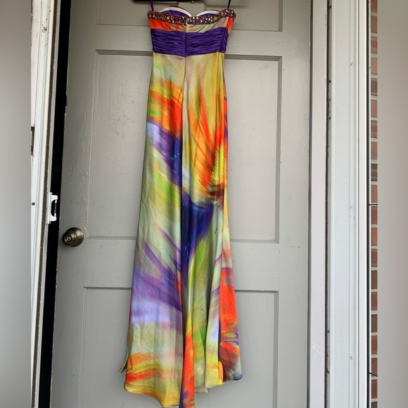 NINA CANACCI Strapless Formal Sequined Prom Gown Dress 2 Purple Orange Green - Picture 7 of 8